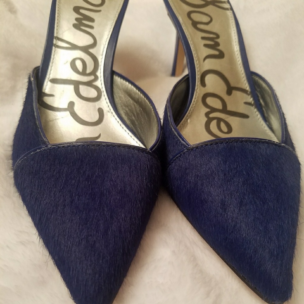 Sam Edelman Blue Pointed Cow Fur Shoes